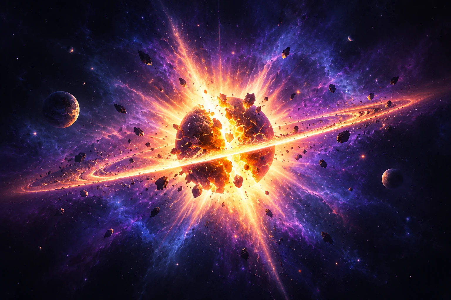 A luminous starburst forging a new world among planets
